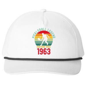 Pickleball Legend Awesome Since 1963 Retro 60th Birthday Snapback Five-Panel Rope Hat