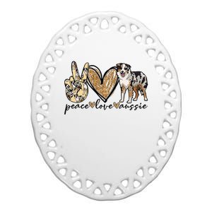 Peace Love Aussie Australian Shepherd Dog Pets Animals Ceramic Oval Ornament