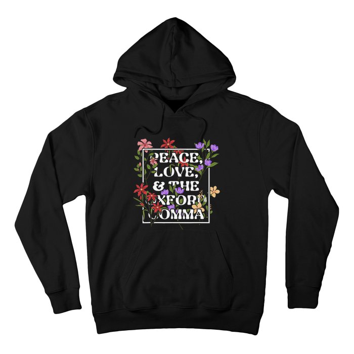 Peace Love And The O.X.F.O.R.D C.O.M.M.A English Grammar Humor Flower Hoodie