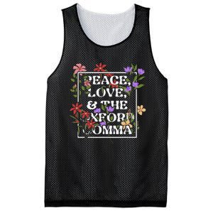 Peace Love And The O.X.F.O.R.D C.O.M.M.A English Grammar Humor Flower Mesh Reversible Basketball Jersey Tank