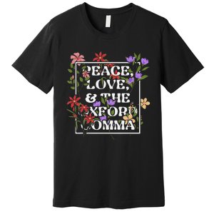 Peace Love And The O.X.F.O.R.D C.O.M.M.A English Grammar Humor Flower Premium T-Shirt