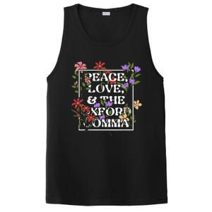 Peace Love And The O.X.F.O.R.D C.O.M.M.A English Grammar Humor Flower PosiCharge Competitor Tank