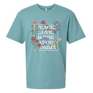 Peace Love And The O.X.F.O.R.D C.O.M.M.A English Grammar Humor Flower Sueded Cloud Jersey T-Shirt