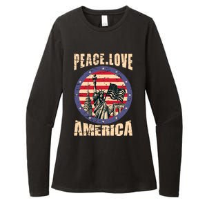 Peace Love And America Graphic Womens CVC Long Sleeve Shirt