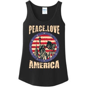 Peace Love And America Graphic Ladies Essential Tank