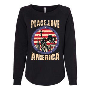 Peace Love And America Graphic Womens California Wash Sweatshirt