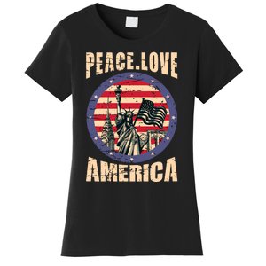 Peace Love And America Graphic Women's T-Shirt