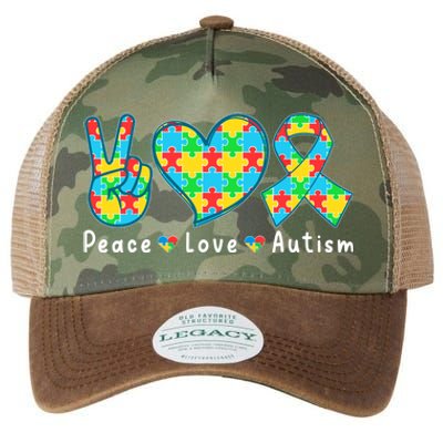 Peace Love Autism In April For Autism Awareness Legacy Tie Dye Trucker Hat