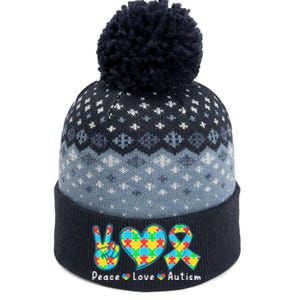 Peace Love Autism In April For Autism Awareness The Baniff Cuffed Pom Beanie