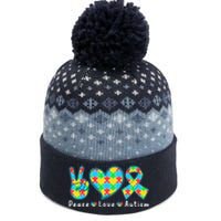 Peace Love Autism In April For Autism Awareness The Baniff Cuffed Pom Beanie