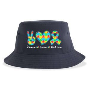 Peace Love Autism In April For Autism Awareness Sustainable Bucket Hat