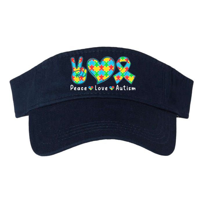 Peace Love Autism In April For Autism Awareness Valucap Bio-Washed Visor