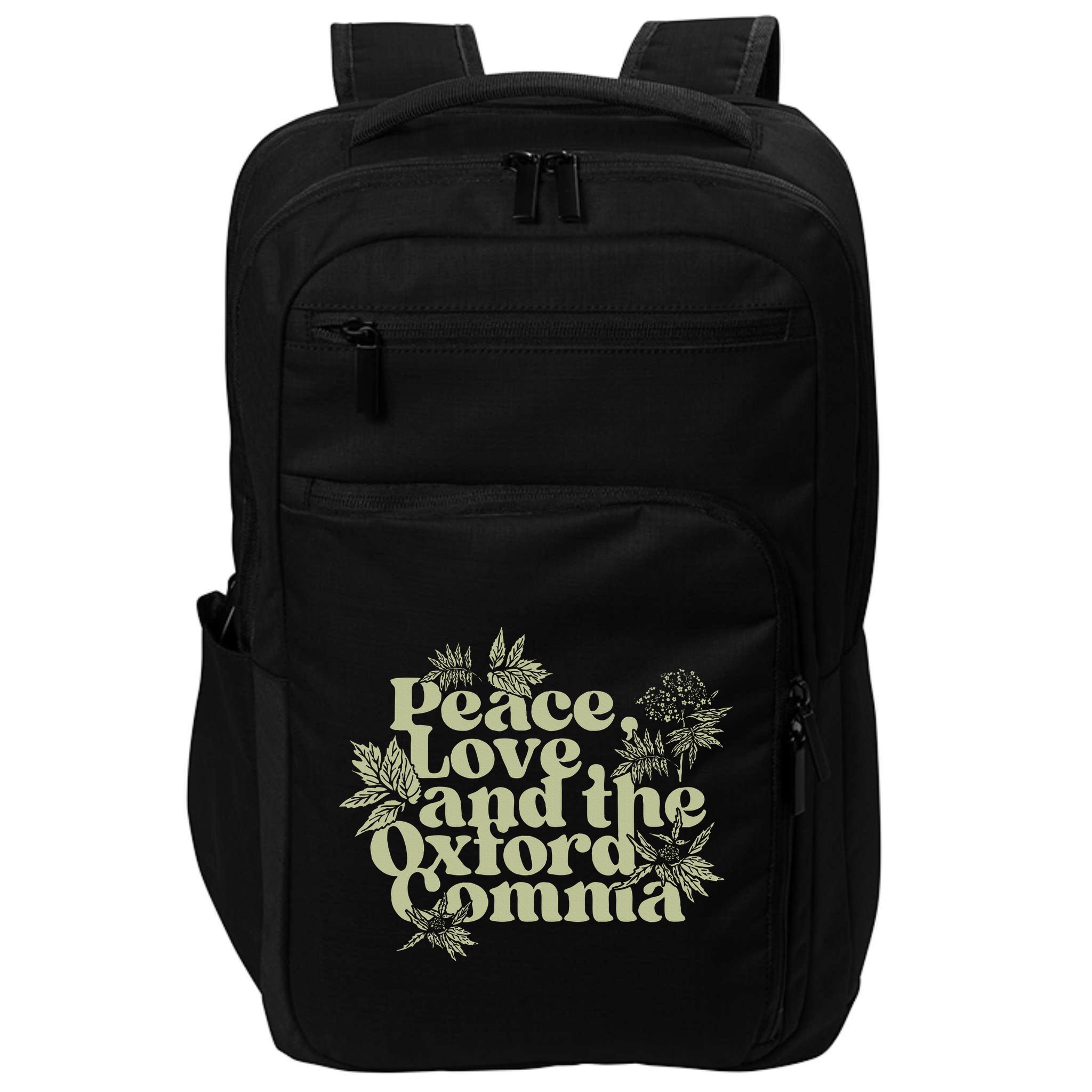Peace Love And The Oxford Comma Funny Impact Tech Backpack