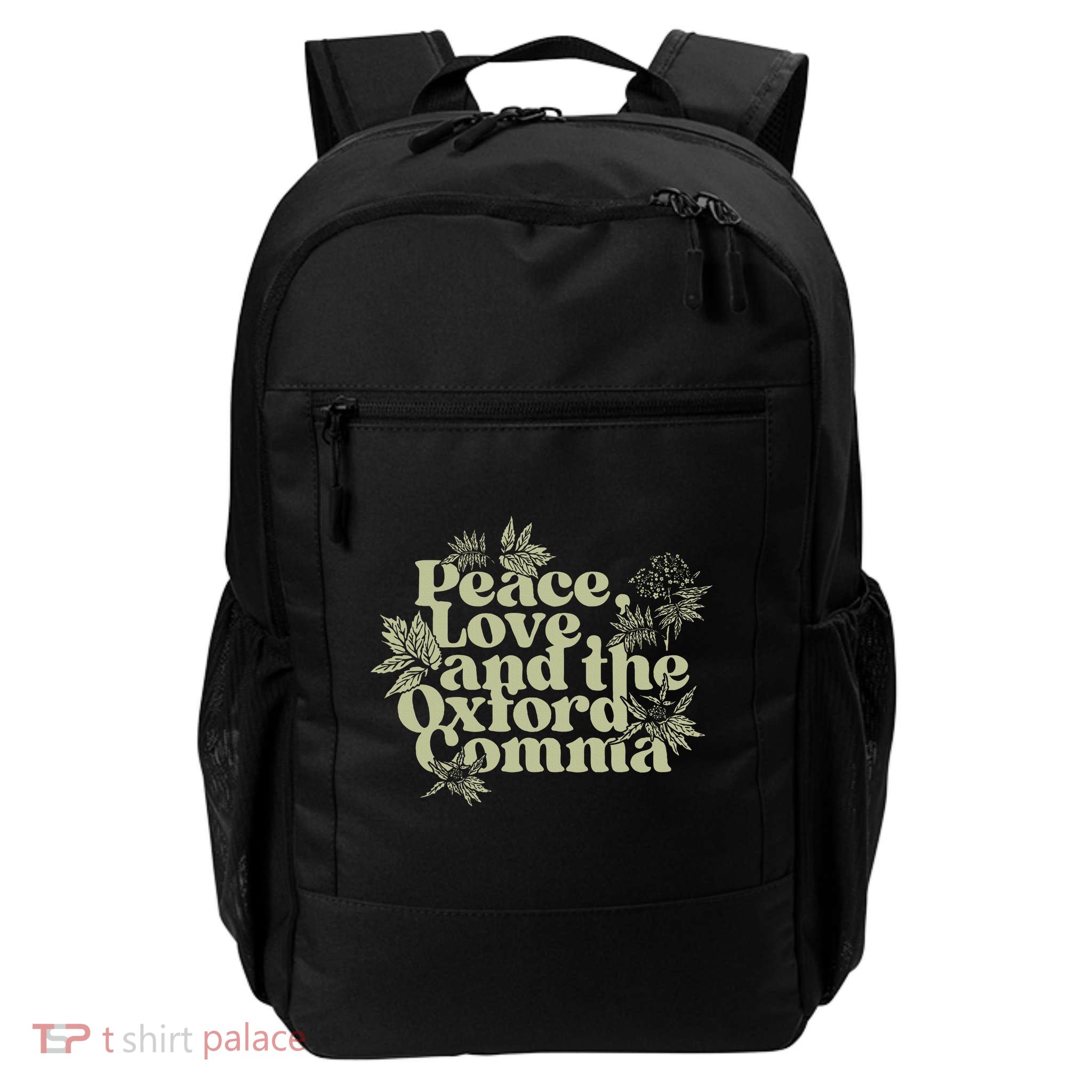 Peace Love And The Oxford Comma Funny Backpack