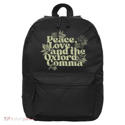 Peace Love And The Oxford Comma Funny 16 in Basic Backpack