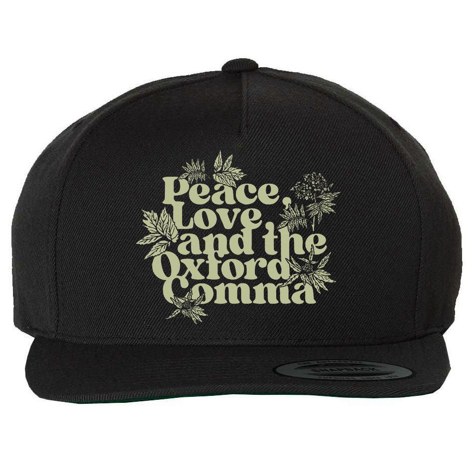 Peace Love And The Oxford Comma Funny Wool Snapback Cap