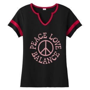 Peace Love And Balance Ladies Halftime Notch Neck Tee