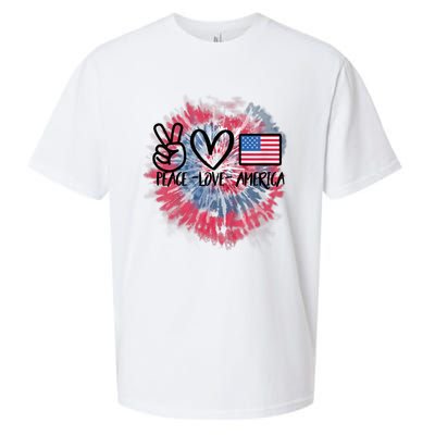 Peace Love America Tie Dye 4th Of July Patriotic Sueded Cloud Jersey T-Shirt