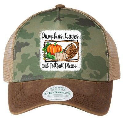 Pumpkin Leaves And Football Please Leopard Fall Vibes Gift Legacy Tie Dye Trucker Hat