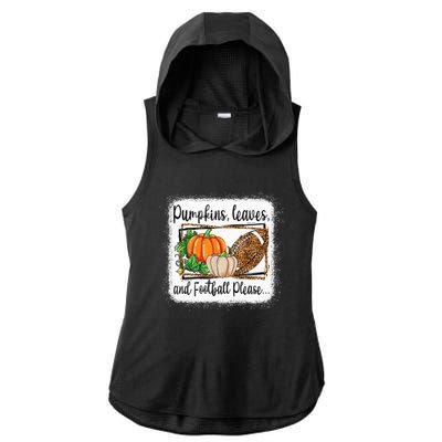 Pumpkin Leaves And Football Please Leopard Fall Vibes Gift Ladies PosiCharge Tri-Blend Wicking Draft Hoodie Tank