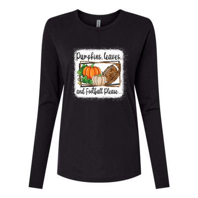 Pumpkin Leaves And Football Please Leopard Fall Vibes Gift Womens Cotton Relaxed Long Sleeve T-Shirt