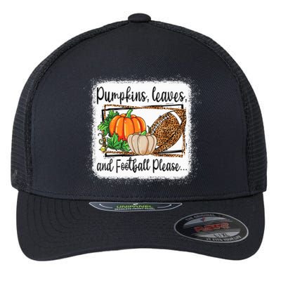 Pumpkin Leaves And Football Please Leopard Fall Vibes Gift Flexfit Unipanel Trucker Cap