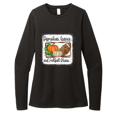 Pumpkin Leaves And Football Please Leopard Fall Vibes Gift Womens CVC Long Sleeve Shirt