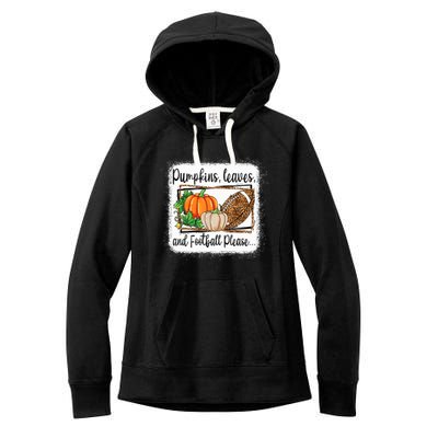 Pumpkin Leaves And Football Please Leopard Fall Vibes Gift Women's Fleece Hoodie