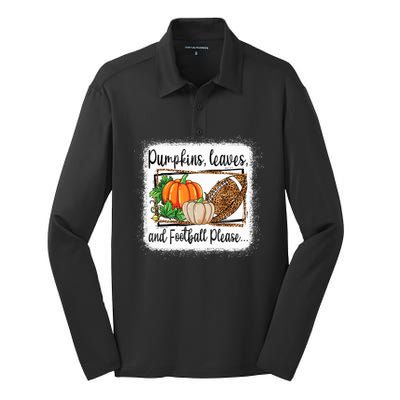 Pumpkin Leaves And Football Please Leopard Fall Vibes Gift Silk Touch Performance Long Sleeve Polo