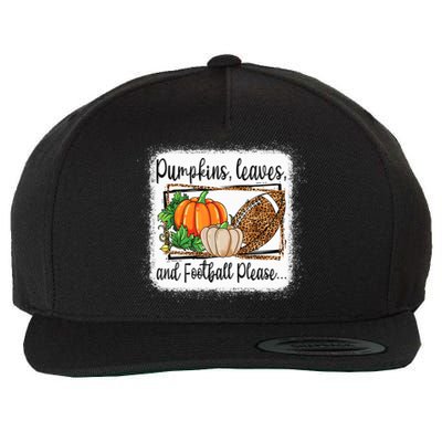 Pumpkin Leaves And Football Please Leopard Fall Vibes Gift Wool Snapback Cap