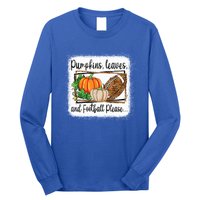 Pumpkin Leaves And Football Please Leopard Fall Vibes Gift Long Sleeve Shirt