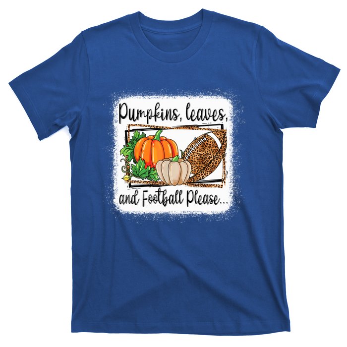 Pumpkin Leaves And Football Please Leopard Fall Vibes Gift T-Shirt