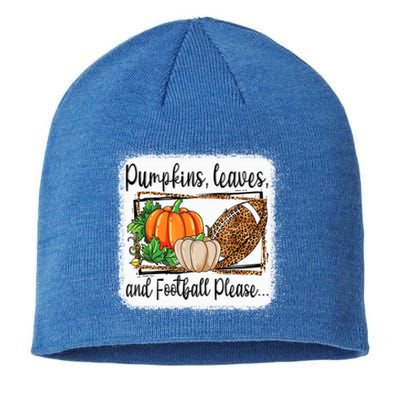 Pumpkin Leaves And Football Please Leopard Fall Vibes Gift Sustainable Beanie