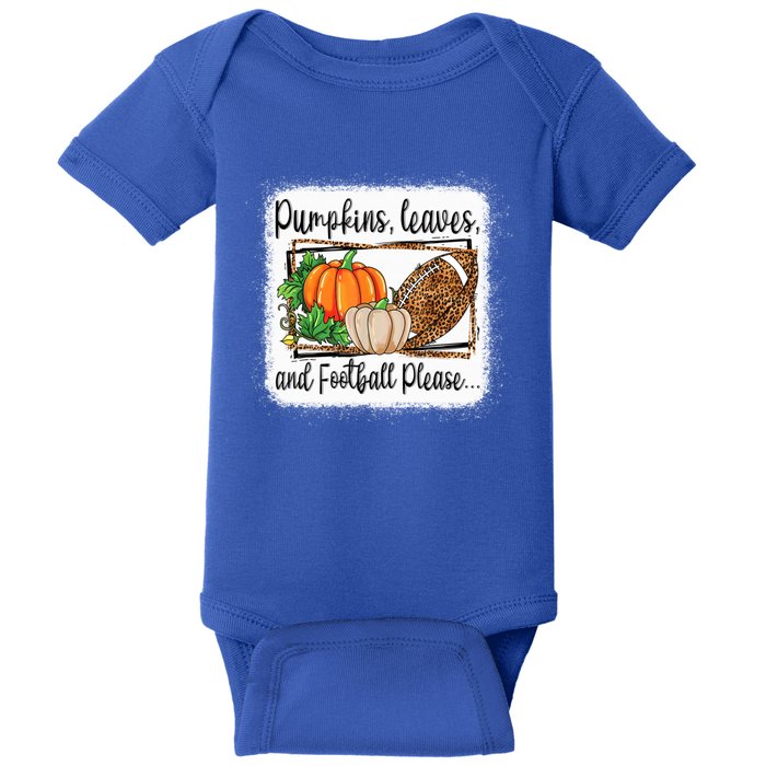 Pumpkin Leaves And Football Please Leopard Fall Vibes Gift Baby Bodysuit