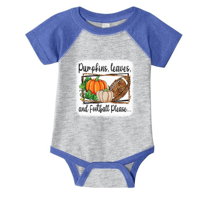 Pumpkin Leaves And Football Please Leopard Fall Vibes Gift Infant Baby Jersey Bodysuit