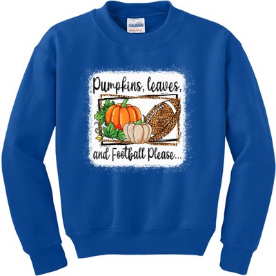 Pumpkin Leaves And Football Please Leopard Fall Vibes Gift Kids Sweatshirt