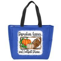 Pumpkin Leaves And Football Please Leopard Fall Vibes Gift Zip Tote Bag