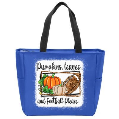 Pumpkin Leaves And Football Please Leopard Fall Vibes Gift Zip Tote Bag