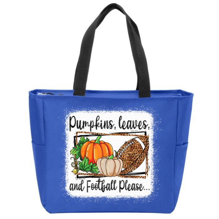 Pumpkin Leaves And Football Please Leopard Fall Vibes Gift Zip Tote Bag