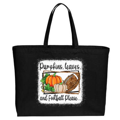 Pumpkin Leaves And Football Please Leopard Fall Vibes Gift Cotton Canvas Jumbo Tote