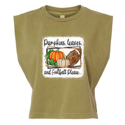 Pumpkin Leaves And Football Please Leopard Fall Vibes Gift Garment-Dyed Women's Muscle Tee