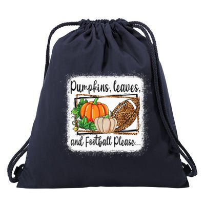 Pumpkin Leaves And Football Please Leopard Fall Vibes Gift Drawstring Bag