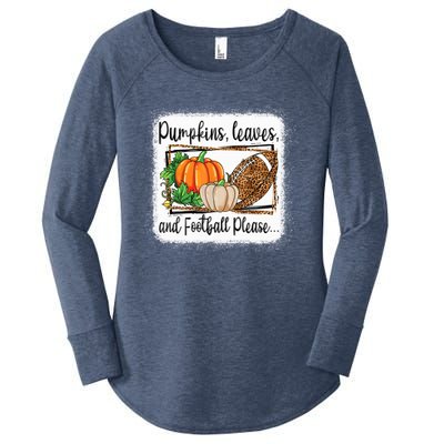 Pumpkin Leaves And Football Please Leopard Fall Vibes Gift Women's Perfect Tri Tunic Long Sleeve Shirt