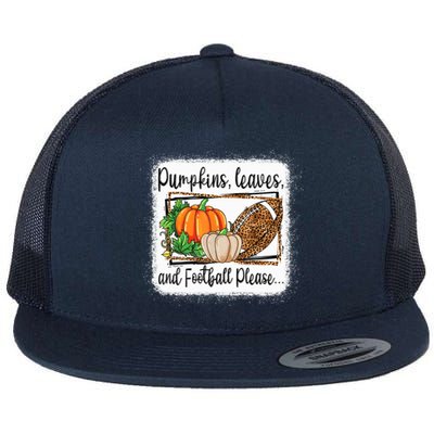 Pumpkin Leaves And Football Please Leopard Fall Vibes Gift Flat Bill Trucker Hat