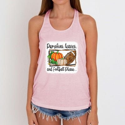 Pumpkin Leaves And Football Please Leopard Fall Vibes Gift Women's Knotted Racerback Tank