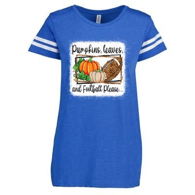 Pumpkin Leaves And Football Please Leopard Fall Vibes Gift Enza Ladies Jersey Football T-Shirt