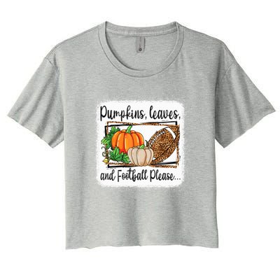 Pumpkin Leaves And Football Please Leopard Fall Vibes Gift Women's Crop Top Tee