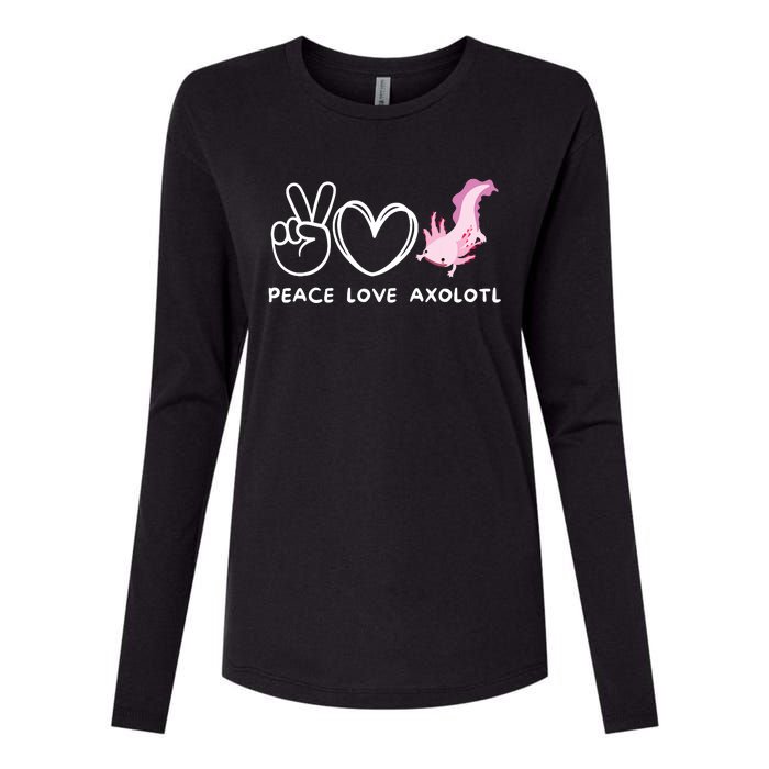 Peace Love Axolotl Retro Axolotl Lover Womens Cotton Relaxed Long Sleeve T-Shirt