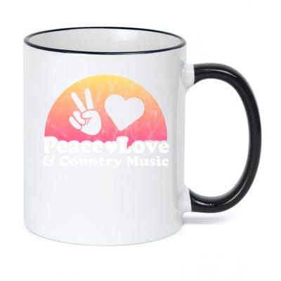 Peace Love And Country Music Funny Gift 11oz Black Color Changing Mug