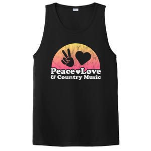 Peace Love And Country Music Funny Gift PosiCharge Competitor Tank